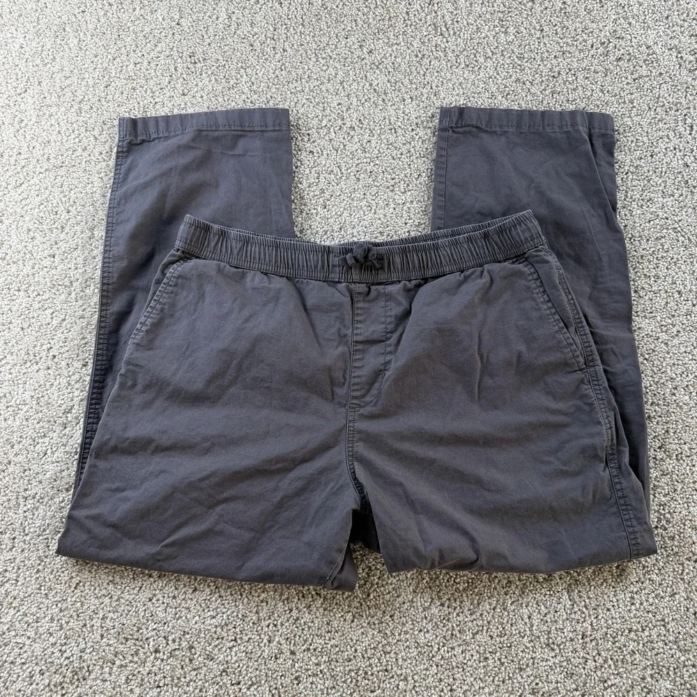Quiksilver Pants Mens Large Gray Chino Elastic Waist Drawstring Straight Leg